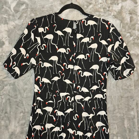 Traffic People Jumpsuit Womens Medium Black Flamingos Preppy Chic - Picture 10 of 13